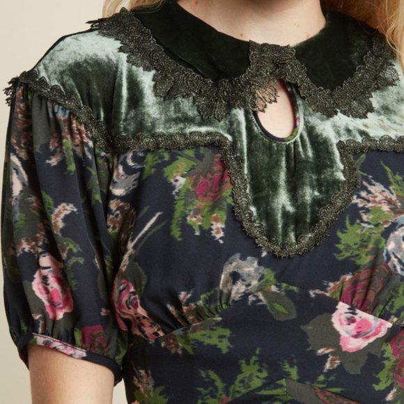 Anna Sui Floral Silk A-Line Dress - Picture 2 of 6